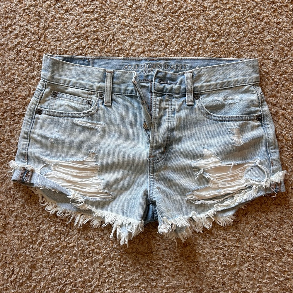 American Eagle Outfitters Blue Jean Shorts Frayed